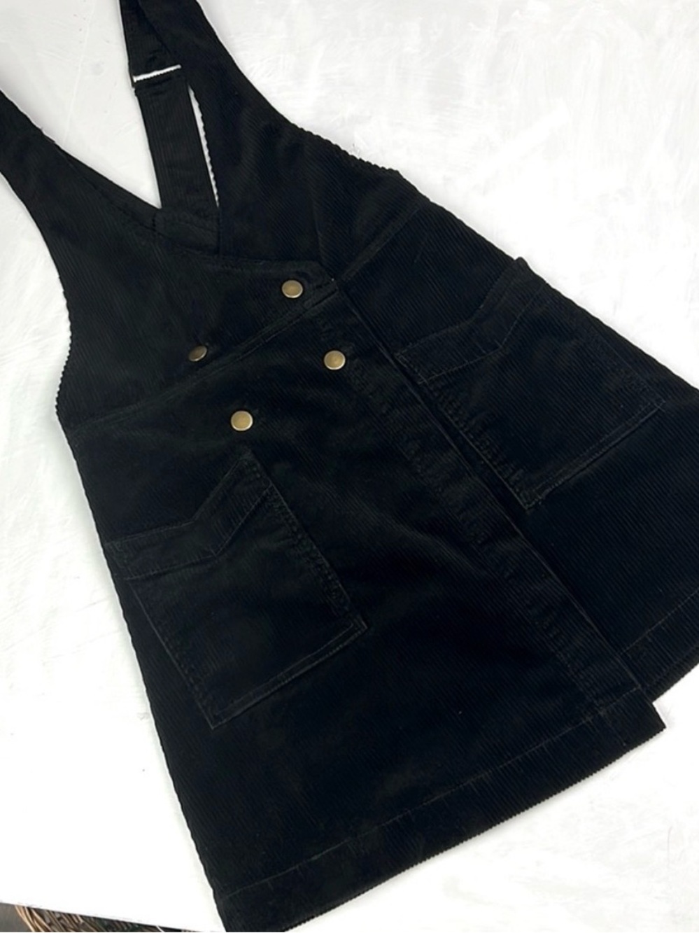 Free People Canyon Lands Corduroy Jumper Pinafore Black Mini Dress 6 - Picture 4 of 9